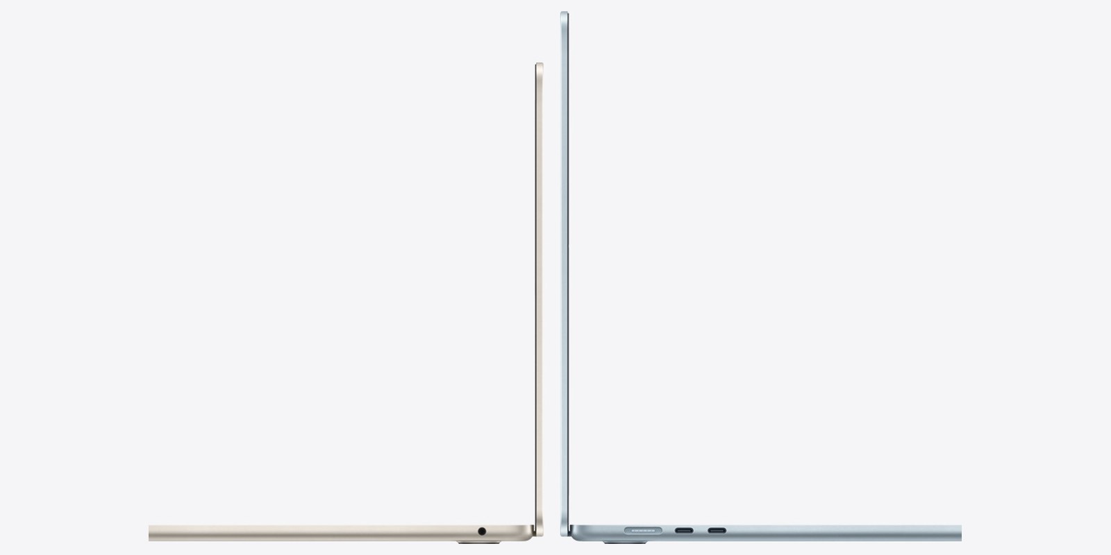 MacBook Air im Größenvergleich 13 Zoll und 15 Zoll — Produktfoto von Apple