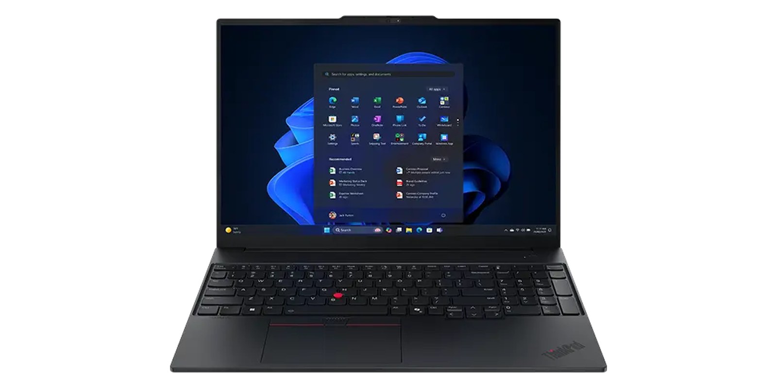 Robuster dunkler Business-Laptop auf einer Werkbank